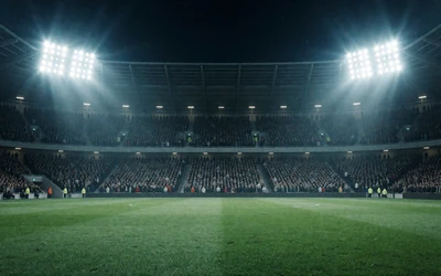 Fu&szlig;ballstadion bei Nacht mit Flutlichtern f&uuml;r Sportwetten bei WildRobin Casino