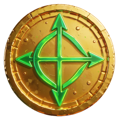 Goldene WildRobin M&uuml;nze mit Bogen-und-Pfeil-Emblem f&uuml;r den Bonus-Store